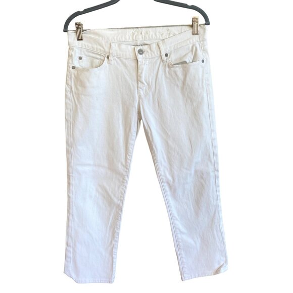 7 for all Mankind White Capris Pants 28 7FAMK Cotton Stretch Flap pockets - Picture 2 of 12